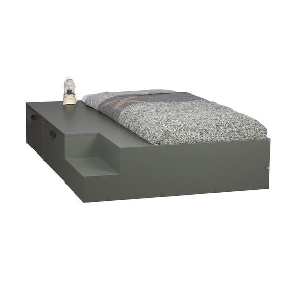 Zeleno-šedá dětská postel z borovicového dřeva s úložným prostorem 80x200 cm Stage – vtwonen-image-3