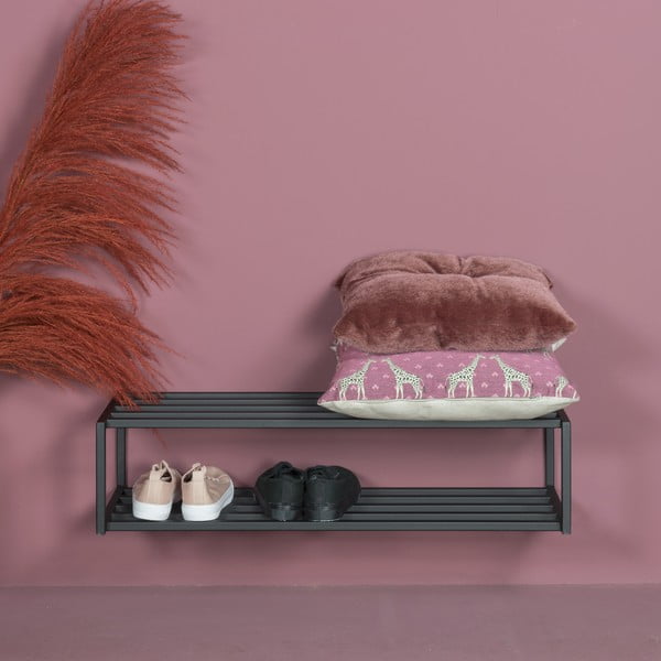 Černý kovový závěsný botník 78x20,5x30,5 cm School – Spinder Design-image-1