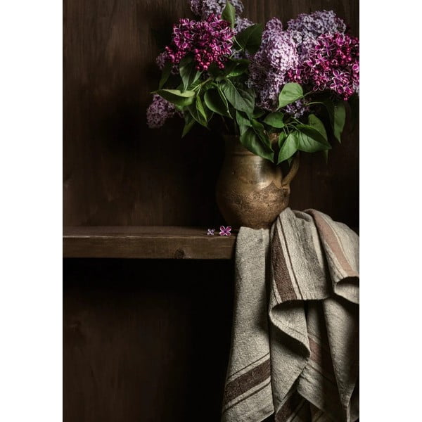 Lněný běhoun na stůl 40x200 cm Beige Stripe Vintage – Linen Tales-image-1