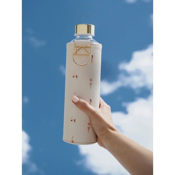 Béžová láhev z borosilikátového skla s obalem z umělé kůže Equa Mismatch Playa, 750 ml-image-2