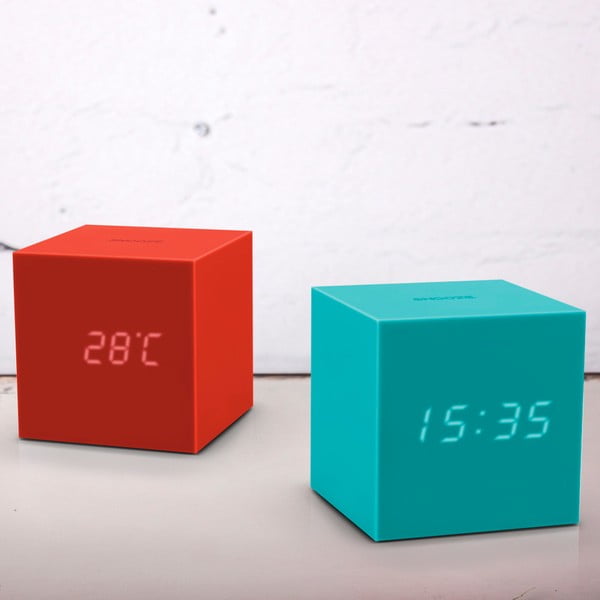 Tyrkysový LED budík Gingko Gravity Cube-image-1