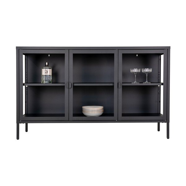Černá kovová vitrína 140x85 cm Brisbane – House Nordic-image-3