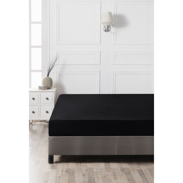 Černé napínací bavlněné prostěradlo 140x200 cm – Mijolnir-image-2