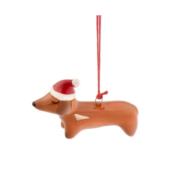 Keramická vánoční ozdoba 7,5 cm Sausage Dog – Sass & Belle