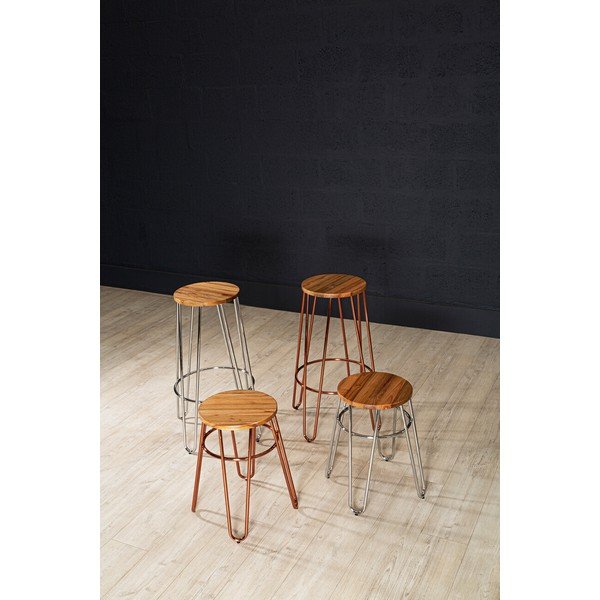 Barová stolička z jilmového dřeva v přírodní barvě/v růžovo zlaté barvě (výška sedáku 75 cm) District – Premier Housewares-image-2