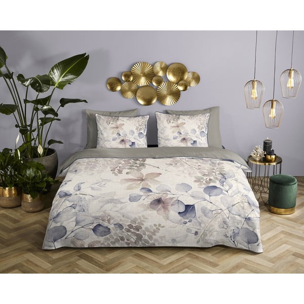 Béžové povlečení na jednolůžko z bavlněného saténu 140x200 cm – Descanso-image-1