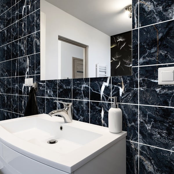 Sada samolepek na kachličky 24 ks 15x15 cm Marble Tiles Florencia – Ambiance-image-3