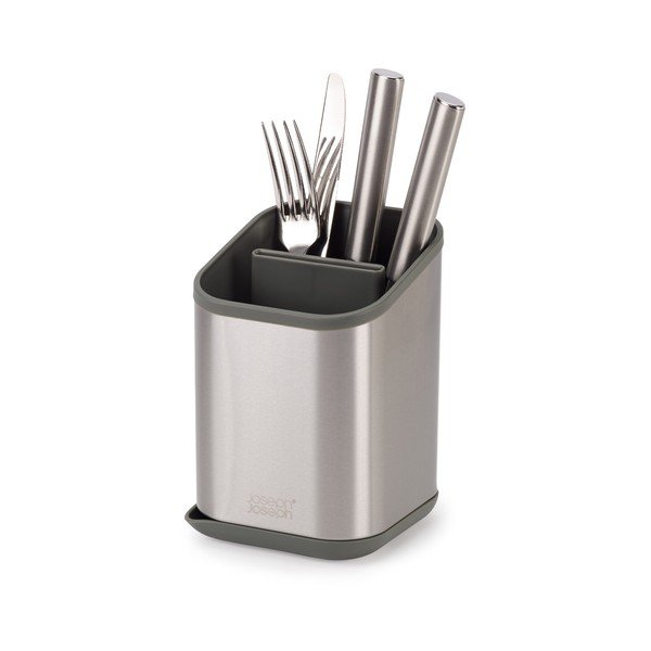 Odkapávač na příbory z nerezové oceli v leskle stříbrné barvě 11x11,5 cm Duo Steel – Joseph Joseph