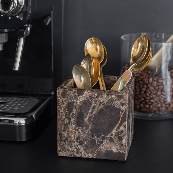 Tmavě hnědý mramorový koupelnový organizér na vatové tampony Marble – Mette Ditmer Denmark-image-4