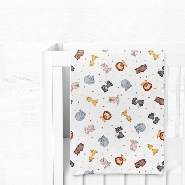 Bílá mušelínová dětská deka 75x100 cm Zoo – Mijolnir-image-3