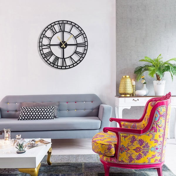 Černé nástěnné hodiny Greece, ø 50 cm-image-4