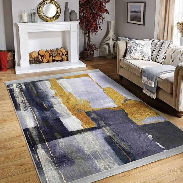 Žluto-tmavě modrý pratelný koberec 160x230 cm Unique – Mila Home-image-4