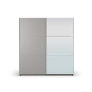 Šedá šatní skříň se zrcadlem a s posuvnými dveřmi 200x215 cm Lisburn - Cosmopolitan Design