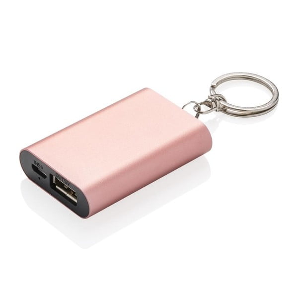 Kompaktní powerbanka na klíče v růžové barvě XD Design