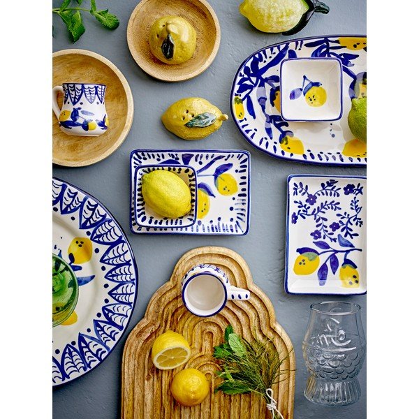 Bílý/modrý servírovací talíř z kameniny Maxima – Bloomingville-image-2