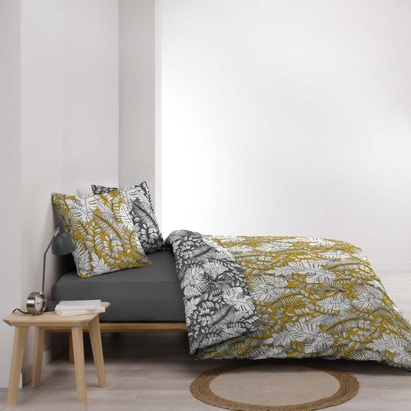 Žluté prodloužené povlečení na dvoulůžko z mikrovlákna 240x220 cm Calaos – douceur d'intérieur-image-1