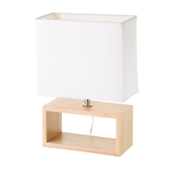 Bílá přírodní stolní lampa z masivního dřeva s textilním stínidlem (výška 41 cm) – Casa Selección