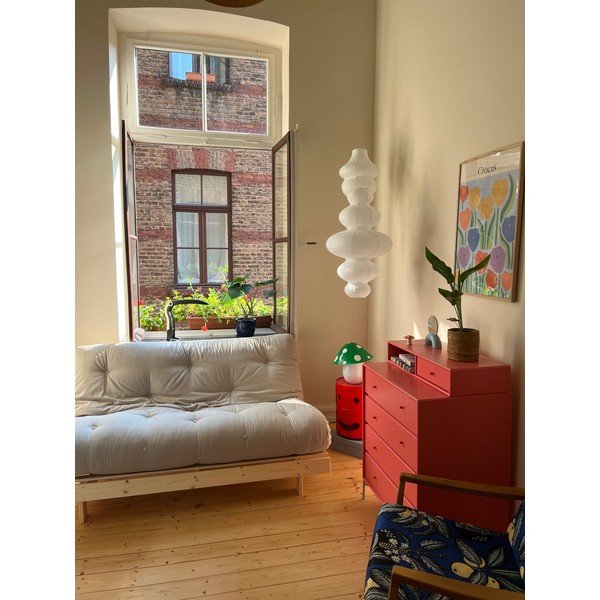 Šedobéžová lněná rozkládací pohovka 160 cm Roots – Karup Design-image-1