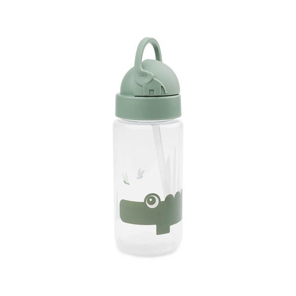 Zelená dětská láhev s brčkem Done by Deer Croco, 350 ml