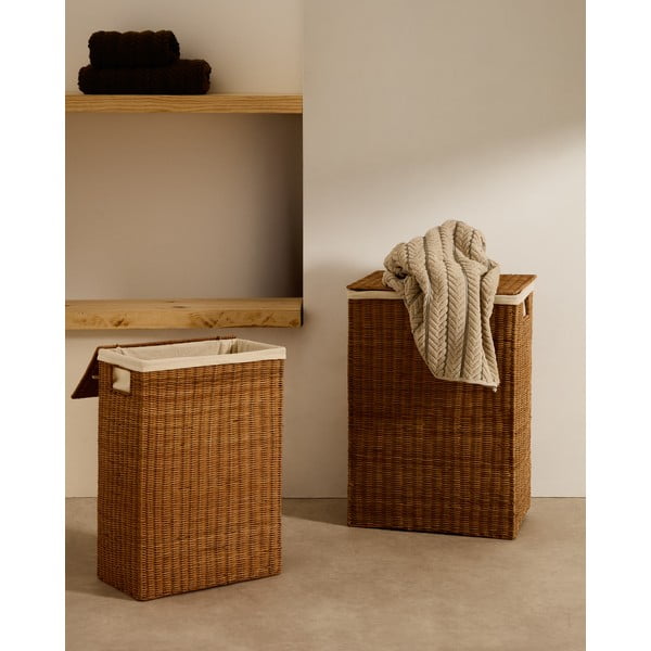 Ratanové koše na prádlo v sadě 2 ks v přírodní barvě Indali – Kave Home-image-1