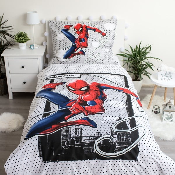 Bavlněné dětské povlečení na jednolůžko se svítícím efektem 140x200 cm Spiderman – Jerry Fabrics-image-1