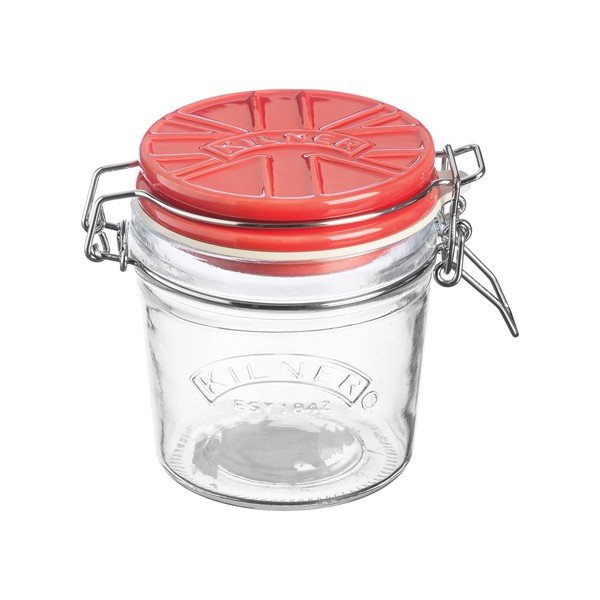 Zavařovací sklenice s červeným keramickým klipovým víčkem Kilner England, 0,35 l