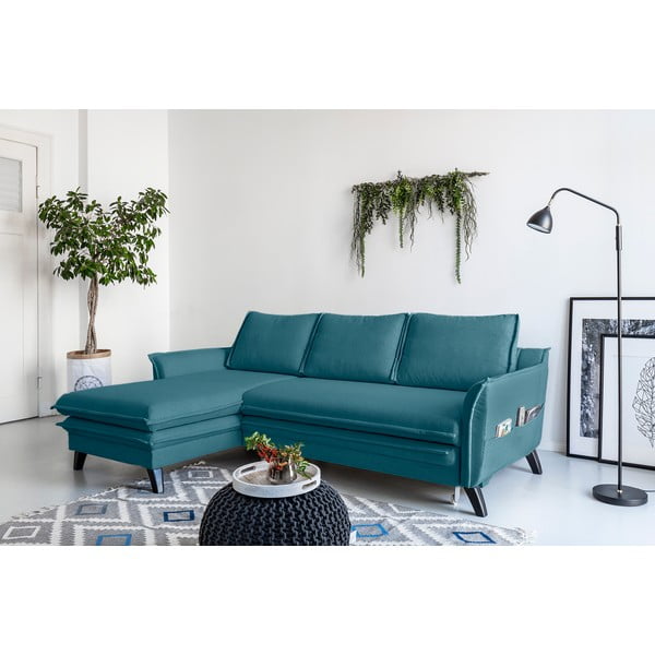 Tyrkysová rozkládací rohová pohovka Miuform Charming Charlie, levý roh-image-1