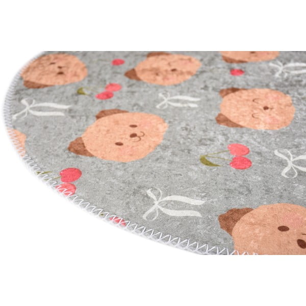 Šedý/hnědý pratelný dětský koberec ø120 cm Cute Teddies – Vitaus-image-2