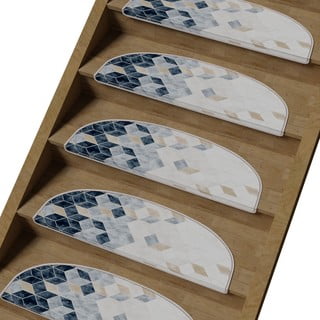 Modro-bílé nášlapy na schody v sadě 16 ks 20x65 cm Boxes – Vitaus