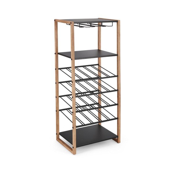 Černá/v přírodní barvě kovová vinotéka počet lahví 20, 50x122x35 cm Isaac – Yes Everyday-image-2