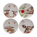 Sada 4 vánočních dezertních talířů z kameniny Casafina Deer Freinds, ø 27 cm