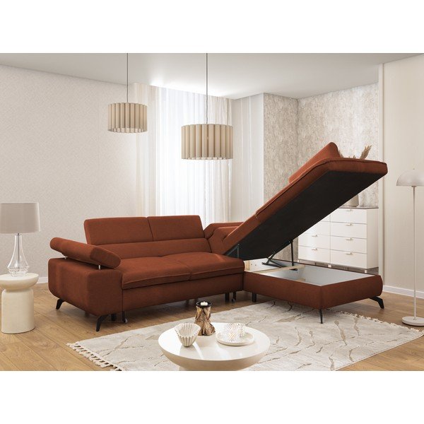 Žinylková rohová pohovka v terakotové barvě (pravý roh/do L) Marbeya  – Ropez-image-4