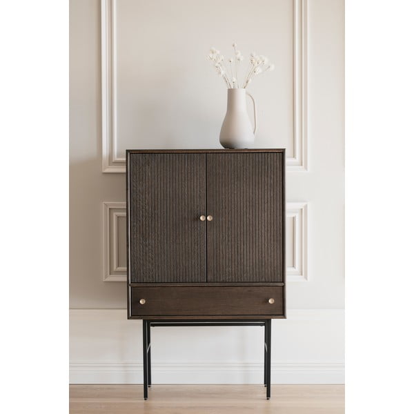 Hnědá komoda s dubovou dýhou Rowico Clearbrook, šířka 79 cm-image-1