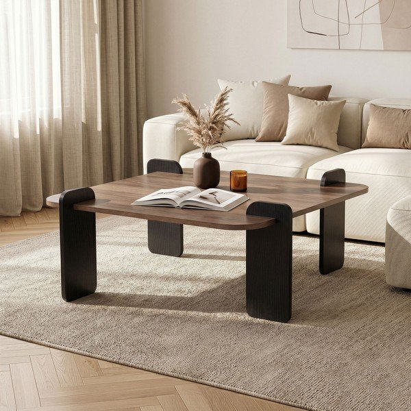 Hnědý konferenční stolek 90x90 cm Marais – Nordure-image-1