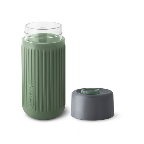 Zelený skleněný cestovní hrnek 340 ml – Black + Blum-image-2