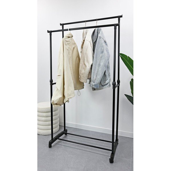 Černý kovový pojízdný stojan na oblečení 80x160x42 cm Roald – Yes Everyday-image-1