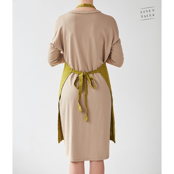 Zelená lněná zástěra Linen Tales Daily Apron, 80 x 55 cm-image-1