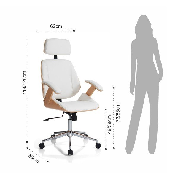 Bílá kancelářská židle z imitace kůže Visby – Tomasucci-image-4