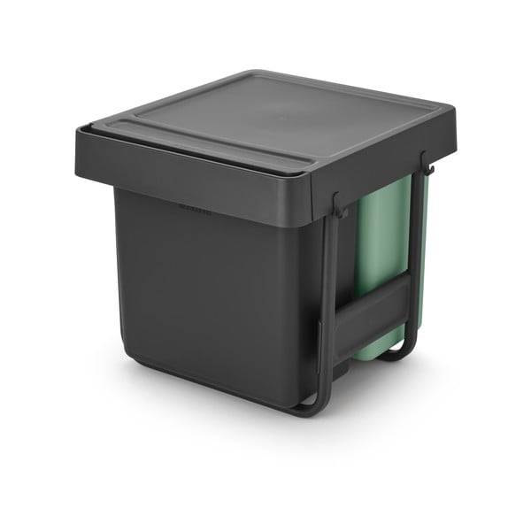 Vestavný plastový odpadkový koš na tříděný odpad v mentolovo-tmavě šedé barvě 10+10+20 l Sort&Go – Brabantia-image-4