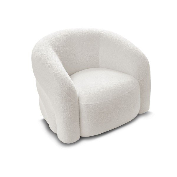 Bílé otočné křeslo z textilie bouclé Elina – Bobochic Paris-image-4