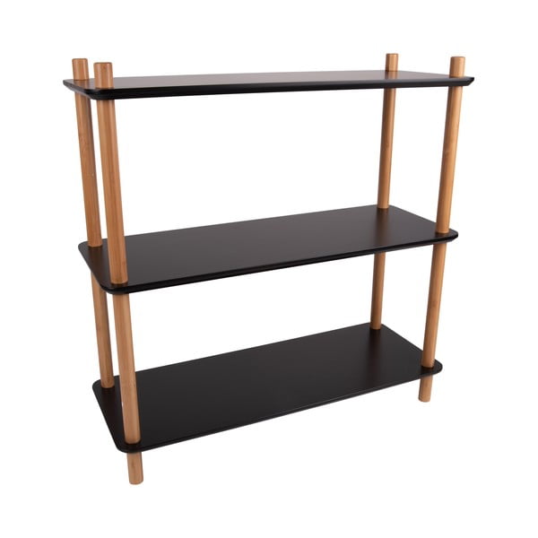 Černý regál s bambusovými nohami Leitmotiv Cabinet Simplicity, 80 x 82.5 cm-image-2