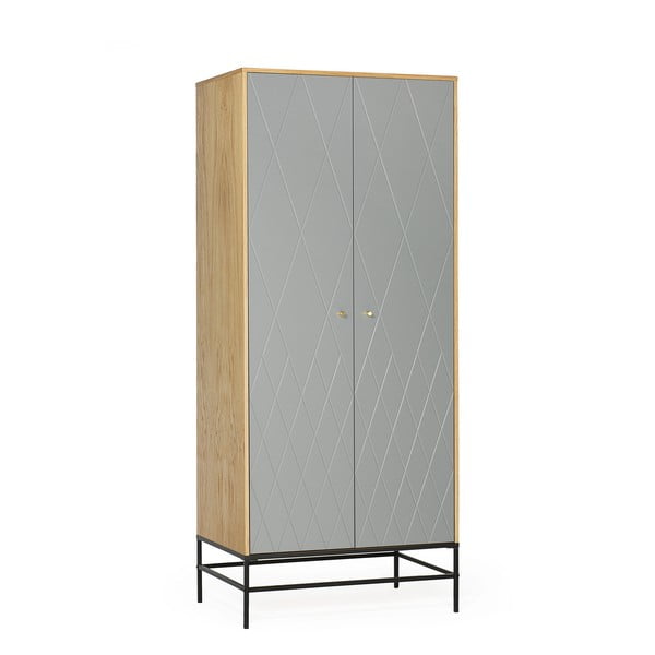 Šedá šatní skříň 80x190 cm Mia - Woodman-image-3