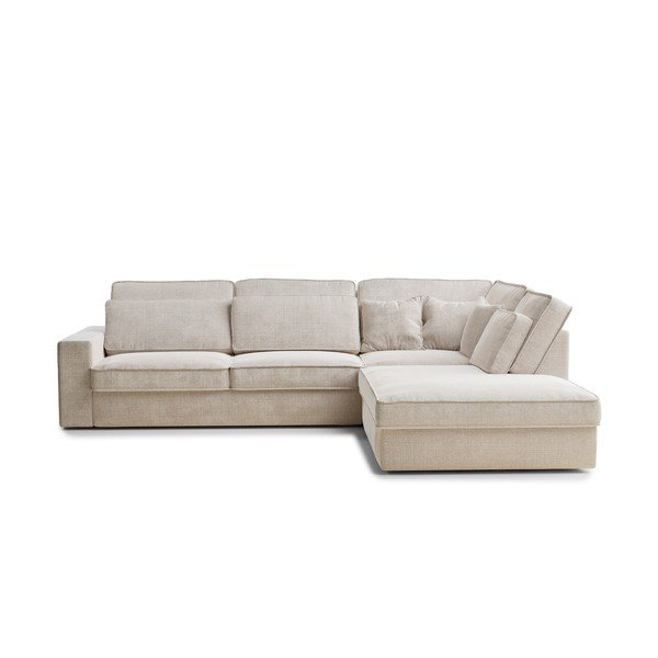 Krémová žinylková rohová pohovka (pravý roh/do L) Kirou – Maison de Rêve