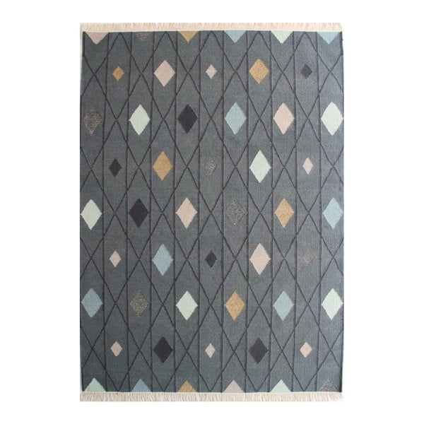 Světle šedý ručně tkaný vlněný koberec Linie Design Marsala, 140 x 200 cm