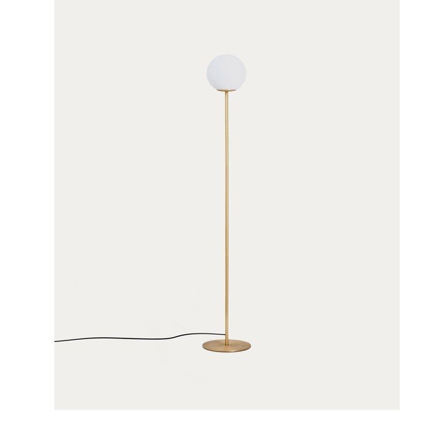 Bílá/ve zlaté barvě stojací lampa se skleněným stínidlem (výška 155 cm) Brisia – Kave Home-image-4