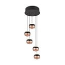 LED závěsné svítidlo s kovovým stínidlem ø 30 cm v černo-měděné barvě Orbit – Trio Select