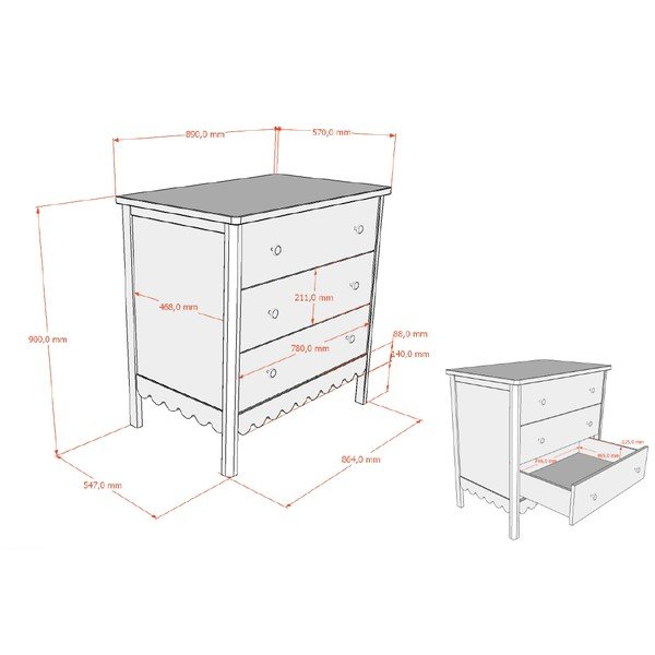 Béžová dětská komoda 89x90x55 cm Swingo – Vipack-image-2