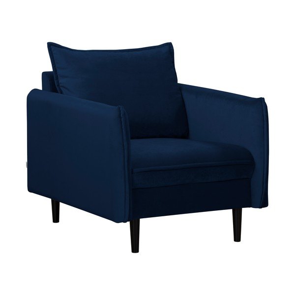 Tmavě modré sametové křeslo Juli – Ropez