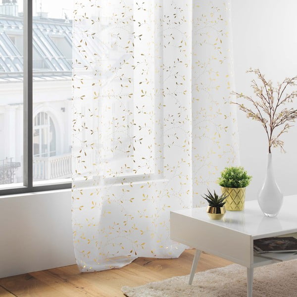 Bílá/ve zlaté barvě voálová záclona 140x280 cm Floressia – douceur d'intérieur-image-3