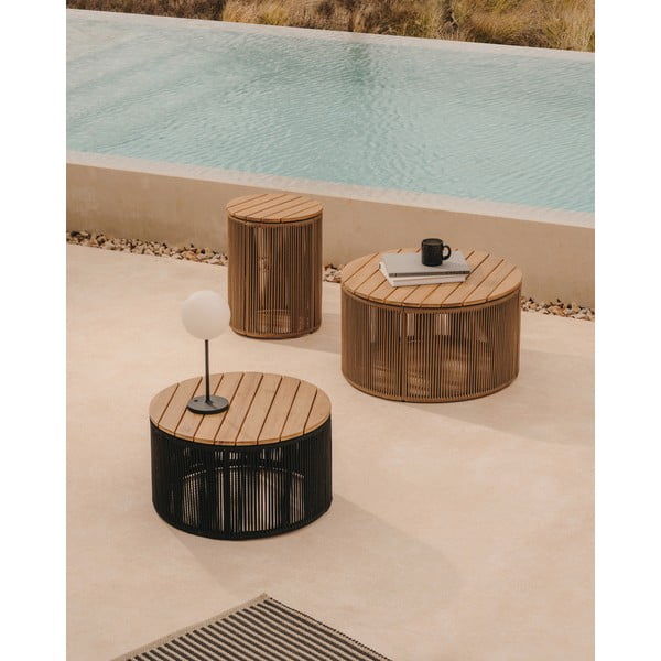 Kulatý zahradní odkládací stolek s deskou z akácie ø 70 cm Dandara – Kave Home-image-3